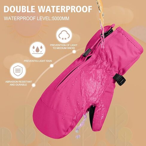 Andake Kids Ski Mittens Gloves Waterproof&Breathable Winter Warm Snow Gloves for Ages 1-10 Toddler Baby Girls and Boys in Kuwait