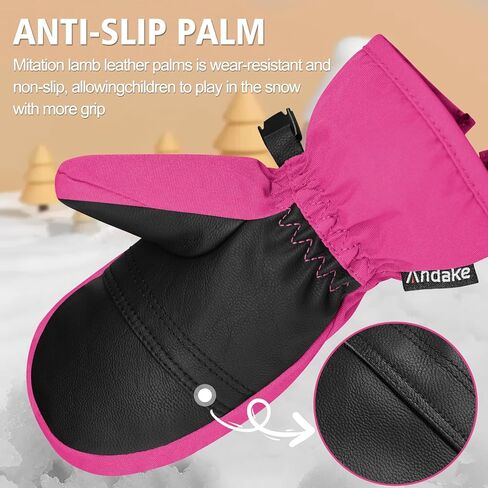 Andake Kids Ski Mittens Gloves Waterproof&Breathable Winter Warm Snow Gloves for Ages 1-10 Toddler Baby Girls and Boys in Kuwait