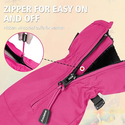 Andake Kids Ski Mittens Gloves Waterproof&Breathable Winter Warm Snow Gloves for Ages 1-10 Toddler Baby Girls and Boys in Kuwait