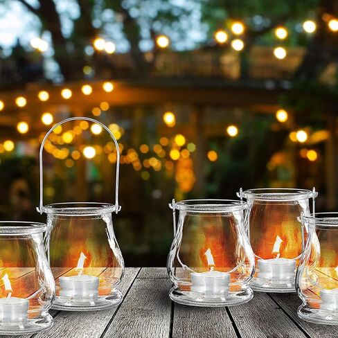 4pcs Hanging Glass Candle Holder: Clear Tealight Candle Holder Glass Votive Candle Holders Tea Light Holders Hanging Air Plant Holder for Table Centerpieces Christmasthanksgiving Party Table Decor in Saudi Arabia
