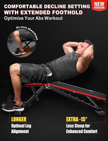 Adjustable Weight Bench, Foldable Workout Bench for Full Body Strength Training, Multi-Purpose Decline Incline Bench for Home Gym - New Version in Saudi Arabia