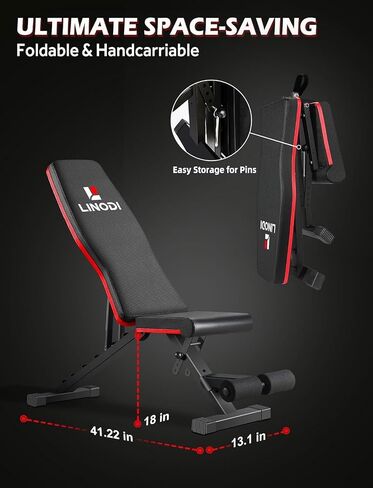 Adjustable Weight Bench, Foldable Workout Bench for Full Body Strength Training, Multi-Purpose Decline Incline Bench for Home Gym - New Version in Saudi Arabia