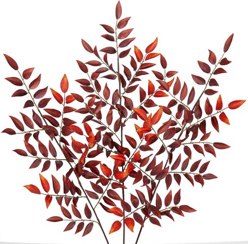 Hollyone 3 Pcs Artificial Fall Leaves Stems Branches 32.6" Fake Peach Leaves Branches Fall Leaves Shrubs Silk Autumn Leaf Bushes Faux Foliage Thanksgiving Centerpieces Festival Home Decor Yellow Green in Saudi Arabia