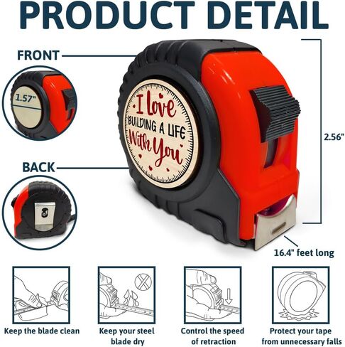 WANDER PRINTS Funny and Playful Gift for Him - Measuring Tape, 16 Ft with Fractions 1/8 Retractable Measuring Tape - Gift for Husband, Gift for Boyfriend, Gift for Men in Saudi Arabia