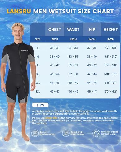 Mens Shorty Wetsuits，2mm Upgraded Neoprene Wetsuits for Men，Front Full-Length Zip Design |UV Protection |Suit for Surfing Snorkeling Diving Swimming in Saudi Arabia
