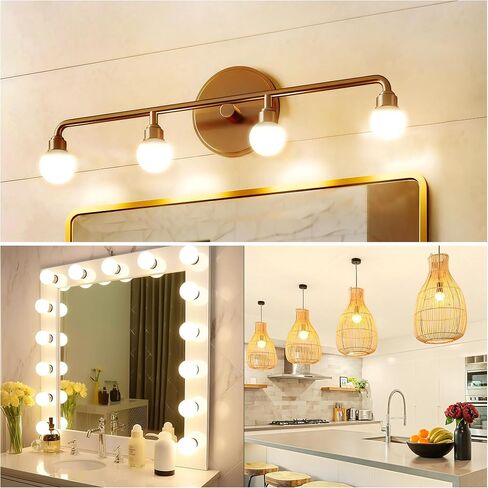 G25 LED لمبات الإضاءة الغرور، 100W LED لمبة كروية مكافئة، 9W LED لمبات الغرور للحمام، 5000K ضوء النهار الأبيض 900LM، E26 قاعدة مستديرة مرآة ماكياج أضواء الحمام لمبة الإضاءة الديكور، 4 حزمة in Kuwait