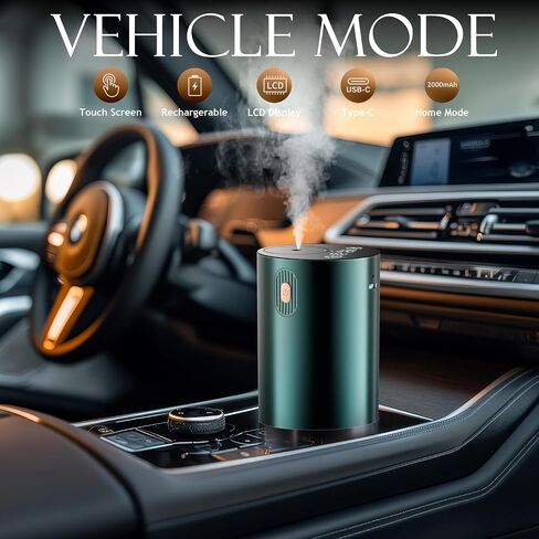 Waterless Essential Oil Diffuser Rechargable: Portable Aromatherapy Diffuser for Car and Home - 4 Concentration Adjustments and Timers (Black) in Saudi Arabia