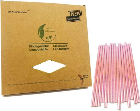 100Pack Gold Foil Paper Straws, Disposable Metallic Gold Drinking Straw Biodegradable Cocktail Straws for Birthday, Wedding, Party Supplies, 6*197 mm in Saudi Arabia