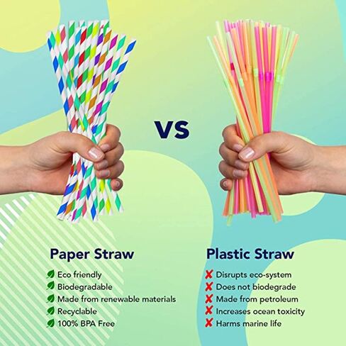 100Pack Gold Foil Paper Straws, Disposable Metallic Gold Drinking Straw Biodegradable Cocktail Straws for Birthday, Wedding, Party Supplies, 6*197 mm in Saudi Arabia