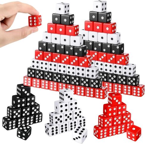 Poen 150 Packs Standard Game Dices 16mm Casino Theme Party Dice Acrylic D6 Dice Bulk Casino Dice for Casino Theme Party Board Games Vegas Birthday Party Supply(Black, Red, White,Square Corner) in Saudi Arabia