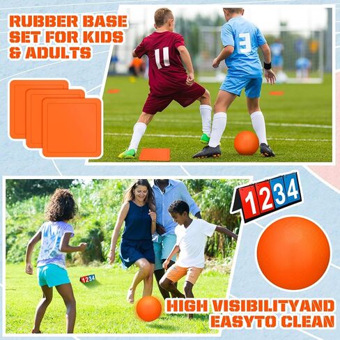 Jenaai 9 Pieces Sports Kickball Set Include 2 Pieces Kickball 5 Pieces Bases Flip Scoreboard and Pump for Boys and Girls Basketball Football Baseball Tennis Games in Saudi Arabia