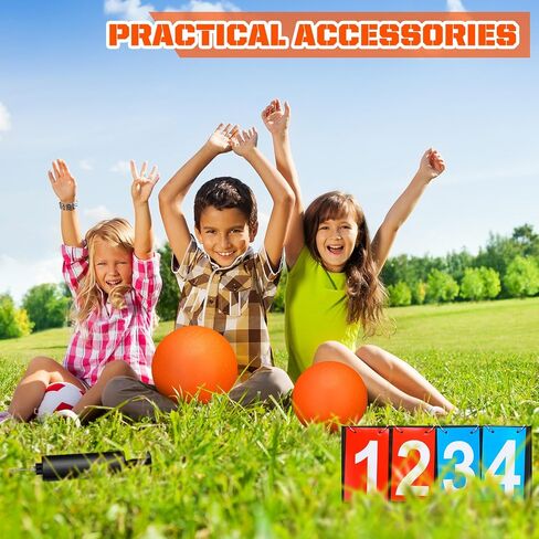 Jenaai 9 Pieces Sports Kickball Set Include 2 Pieces Kickball 5 Pieces Bases Flip Scoreboard and Pump for Boys and Girls Basketball Football Baseball Tennis Games in Saudi Arabia
