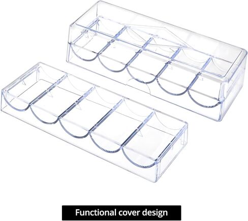 QWORK Acrylic Poker Chip Tray with Cover - Each Holds 100 Chips, Clear, 5 Trays Set for Casino, Tournaments, Casino Poker Chip Tray Rack in Saudi Arabia