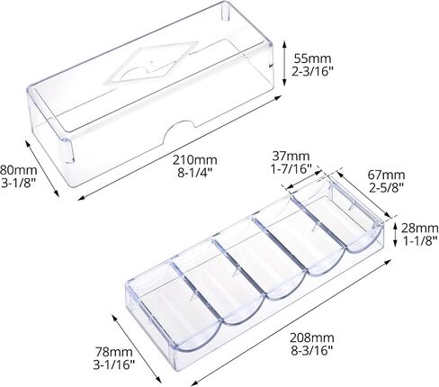 QWORK Acrylic Poker Chip Tray with Cover - Each Holds 100 Chips, Clear, 5 Trays Set for Casino, Tournaments, Casino Poker Chip Tray Rack in Saudi Arabia