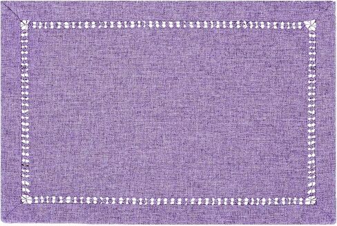 Grelucgo Solid Farmhouse Rustic Hemstitched Lavender Lilac Light Purple Table Runner (14 x 60 Inches) in Saudi Arabia