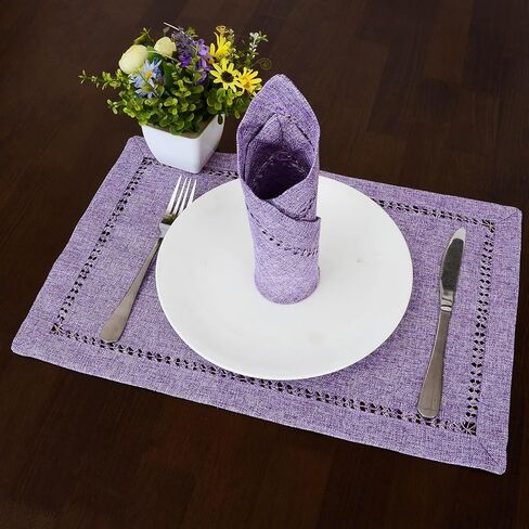 Grelucgo Solid Farmhouse Rustic Hemstitched Lavender Lilac Light Purple Table Runner (14 x 60 Inches) in Saudi Arabia