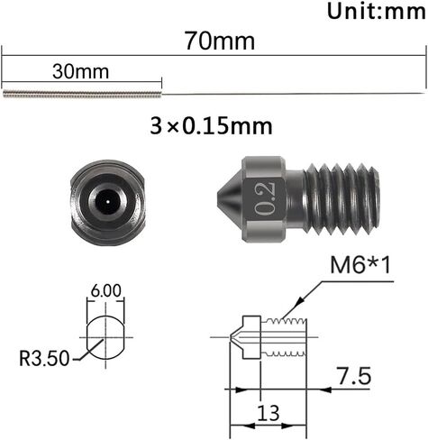 Aokin 3 Pcs 0.6mm Hardened Steel Nozzles Extruder Nozzles 3D Printer Nozzles for E3D V5 V6 and 3 Pcs 0.5mm Stainless Steel Nozzle Cleaning Needles for 1.75mm Filament 3D Printer with Wrench in Saudi Arabia
