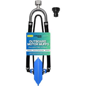 Anchor Man Boat Motor Muffs – Dual Feed Muff Style Boat Motor Flusher, Antifreeze Kit Boat Accessories Winterizing Flushing & Warming. Motor Flush Kit for Inboard & Outboard (Blue)