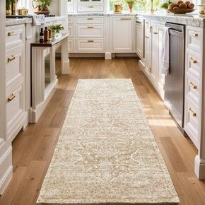 Yancorp Boho Runner Rug 2'x 5' Hallway Runner Washable Runner Rug Non Slip Long Rug for Entryway, Front Doors, Kitchen, Floor, Patio, Powder Room, Boho, Printed, Greenleaf