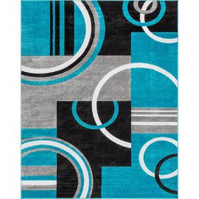 Well Woven Grey & Red Galaxy Waves Modern Abstract Arcs and Shapes 2' x 3' Mat Accent Area Rug