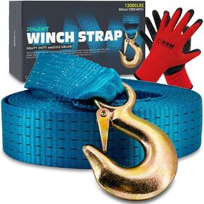Boat Trailer Winch Strap Replacement,Tow Straps Heavy Duty with Hooks,Boat Winch Strap with Hook,Towing Boat Trailer Straps 12000 Lbs 2" x 20 Feet by X5MPLXPMX