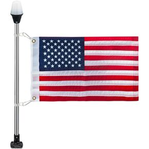 Pactrade Marine Navigation Lights for Boats LED - 24-Inch White LED Folding Stern Lights for Boats with American Flag 12x18 Inches (250 LM, 3 NM) | Boat Navigation Lights, American Flags for Boats