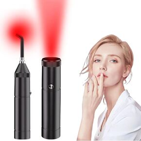 Cold Sore Red Light Device, Cold Sore Canker Device Red Light Device for Mouth Nose Ear Knee Hands Joint Muscle, Red Cold Sore Device (Black with 5 LEDs)