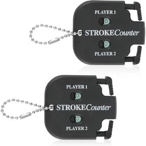 2pcs Golf Stroke Counter, Mini Golf Ball Shot Clicker Counter Black Golf Score Keeper Swing Scoreboard Accessories with Dial Reset Tool Key Chain for Different Kinds of Competitions and Games