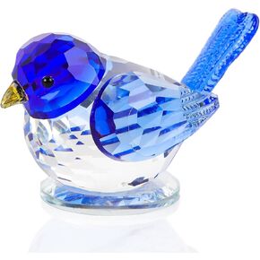 Crystal Pink Birds Figurine Glass Collectible Figurines Paperweights Birthday Gifts for Women Decorative Tabletop Centerpiece for Animal Lovers