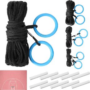 RunNico 4 Cords Basketball Court Marking Kit, Basketball Court Markers with 10 Chalks,Temporary Basketball Court Lines for Three Point Line Foul Lane and Outside Playing