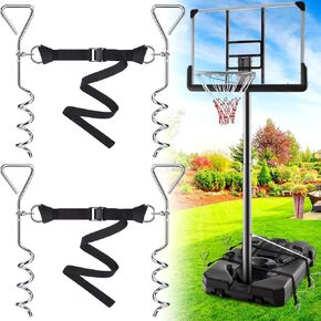 TOBWOLF 2 Set Basketball Goal Anchor Tie Down Kit, High Wind Basketball Hoop Anchor with 4 Anchors & 2 Adjustable Straps, Heavy Duty Ground Stakes for Secure & Durable Court Setup, Trampoline Anchors in Saudi Arabia