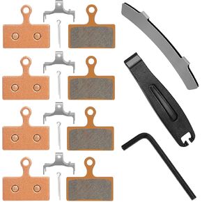 4 Pairs Bike Ebike Brake Pads,Compatible with Shimano Deore XT Brake Pads for Shimano SLX Brake Pads M615 M675 M666 M785 M985 M987 M988 M6000 MTB Bicycle Disc Brake Pads with 3 Installation Tools