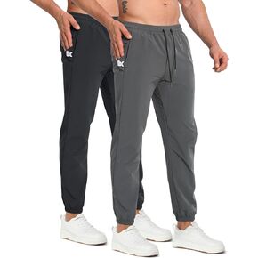 BROKIG Mens TrianLoop Gym Joggers,Men Lightweight Athletic Workout Sweatpants,Casual Fit Sport Track Pants Zipper Pocket