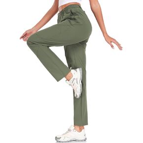 Womens Travel Hiking Pants Ladies Outdoor Water Resistant Nylon Light Weight Golf Casual Pants with Elastic Waist