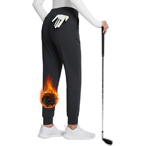 BALEAF Golf Pants Women Fleece Lined Joggers Water Resistant Zipper Pockets Winter Running Hiking Sweatpants