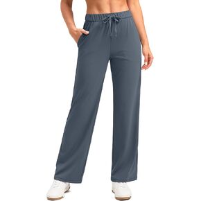 SANTINY السراويل اليوغا واسعة الساق للنساء 28 "/30" خفيفة الوزن الرباط Sweatpants المرأة عارضة صالة السراويل مع جيوب in Kuwait