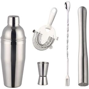 Buyerstar Bar Set 5-Piece Mixology Bartender Kit - مجموعة أدوات بار كوكتيل شاكر للمنزل والمهنية - أدوات بار مارتيني شيكر وخلط المشروبات - مجموعة كوكتيل (ذهبي)