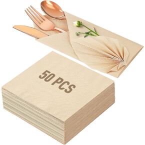 Gezond 100pcs Compostable Paper Napkins, Disposable Dinner Napkins 13 x 13 in Unbleached 2-ply Eco Lunch Tissue Natural