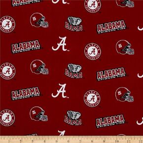 NCAA Alabama Crimson Tide Broadcloth Red, Fabric by the Yard
