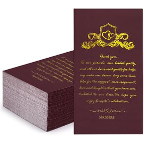 WRAPAHOLIC 50Pcs Wedding Napkins - 3-Ply Disposable Paper Guest Napkin, Light Green Mr & Mrs - 4.3 x 7.9 In