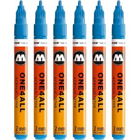 Molotow MO127232 One4All 127HS # 219 قلم تحديد فلوري أخضر نيون 6 عبوات
