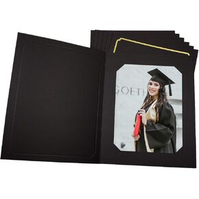 Golden State Art, Pack of 10, 6x8 or 8x10 Photo Folders, Cardboard Picture Frame, Paper Photo Frame Cards, Greetings/Invitation Cards, Special Events: Graduation, Christmas, Wedding(Black)