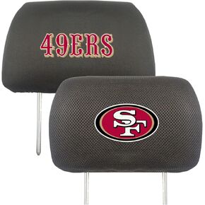 FANMATS 12514 San Francisco 49ers Embroidered Head Rest Cover Set - 2 Pieces