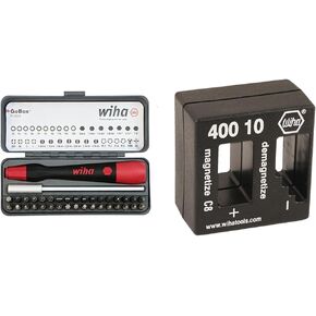 Wiha 75958 GoBox Precision Micro Bit Set with 40010 Magnetizer Demagnetizer