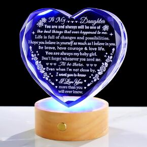 YWHL Gifts for Mom from Daughter Son, Mom Birthday Gifts, Meaningful Mother's Day Heart Crystal Gifts for Mom, to My Mom Crystal Keepsake with Colorful Led Base, Present for Mother