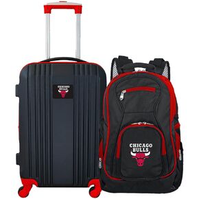 Denco Chicago Bulls 2-Piece Luggage Set, includes 21-inch Two-Tone Hardcase Spinner and 19" Laptop Backpack