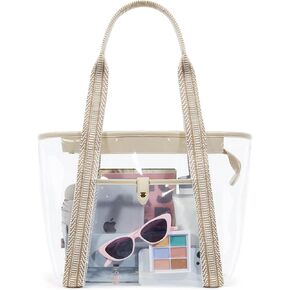 Missnine Clear Tote Bag Stadium Approved Large Clear Bag with Zipper Transparent Bag for Sport Events, Concerts, Work, Beach