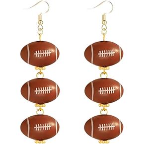 Football Earrings for Women Gold Sports Ball Dangle Earrings Game Day Earrings Baseball Drop Earrings Touch Down Earrings Rugby Ball Earrings Baseball Fans Jewelry