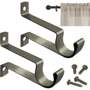 Amazing Drapery Hardware 5/8" Cafe Rod Bracket with 1.9" Wall Clearance, Decorative, Includes Mounting Screws, 1 Pair - Black