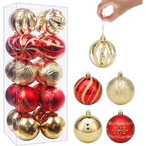 Christmas Ball Ornaments, 30 pcs 2.36" Christmas Shatterproof Balls Ornaments Set Red and Gold for Xmas Tree Christmas Tree Decorations Sets Hanging Baubles Ornaments for Wedding Party